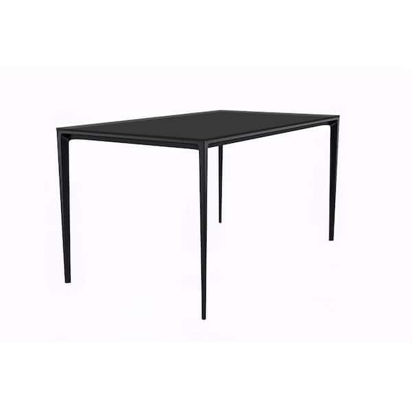 Leisuremod Avo Modern Black Rectangular Glass Tabletop 62 in. 4 Legs Stainless Steel Dining Table Seats 8