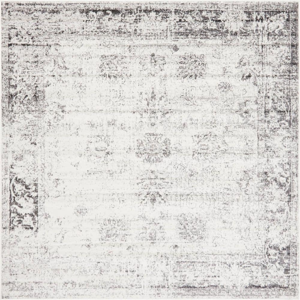 Casino Sofia Gray 8' Square Indoor Synthetic Rug