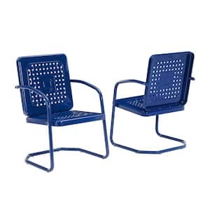 Bates Navy Metal Outdoor Lounge Chair (2-Pack)