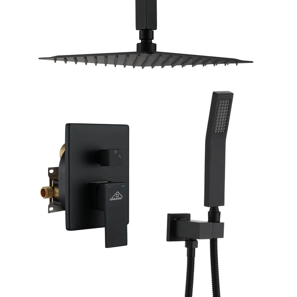 2-Function 10 in.Ceiling-Mounted Shower System with Handheld Shower in Matte Black -  CASAINC, CS3602-10MB