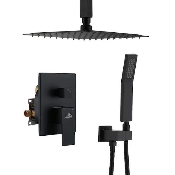 2-Function 10 in.Ceiling-Mounted Shower System with Handheld Shower in Matte Black