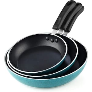 8 in./9.5 in. and 11 in. 3-Piece Nonstick Saute Skillet Turquoise Fry Pan Set