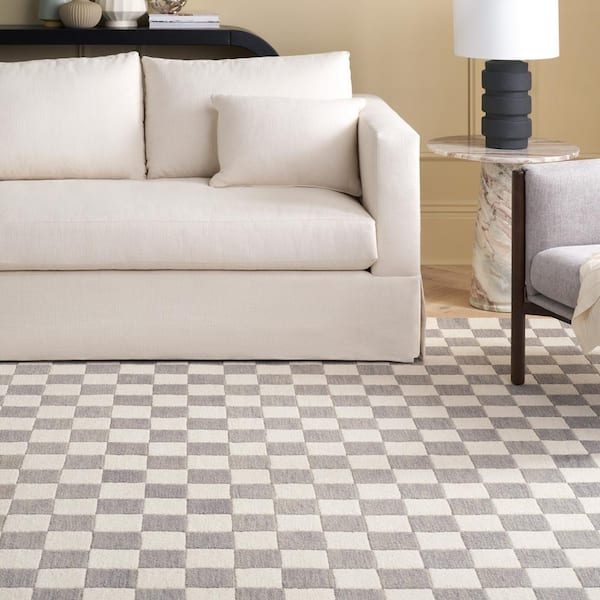 Martha Stewart 9 ft. x 12 ft. Gray/Ivory Geometric Area Rug