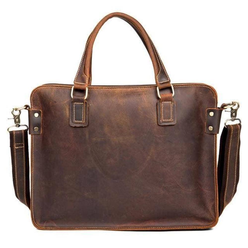 Aoibox 15 in. Vintage Briefcase Genuine Leather Travel Bag Tote Bag  Messenger Bag HDDB649 - The Home Depot