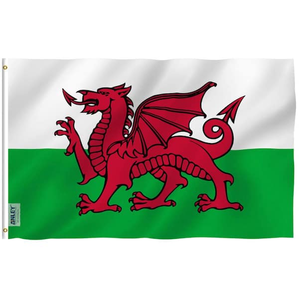ANLEY Fly Breeze 3 ft. x 5 ft. Polyester WALES Flag 2-Sided Flags Banner with Brass Grommets and Canvas Header
