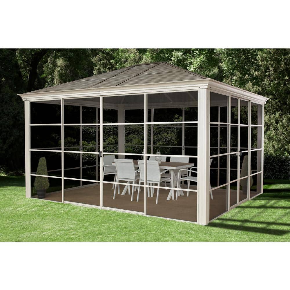 12 Ft x 14 Ft Champagne Aluminum and Steel Gazebo
