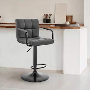 Laurant 37-45 in. H Adjustable Gray Faux Leather Swivel Bar Stool