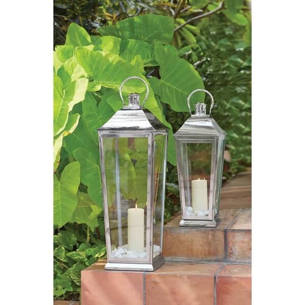 Unbranded Ravello 31 in. Candle Tapered Lantern in Polish Silver