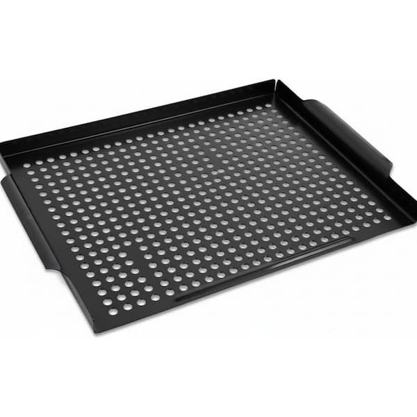 Nonstick Grill Pan Thicken Steel Grill Basket for Vegetables, Fish, Meat, BBQ Accessory, Grill Topper Black