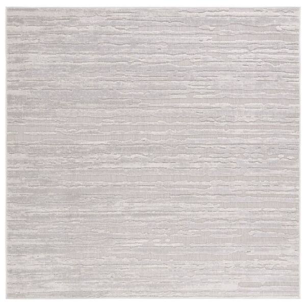 Cabana Gray/Ivory 7 ft. x 7 ft. Distressed High-Low Indoor/Outdoor Square Area Rug