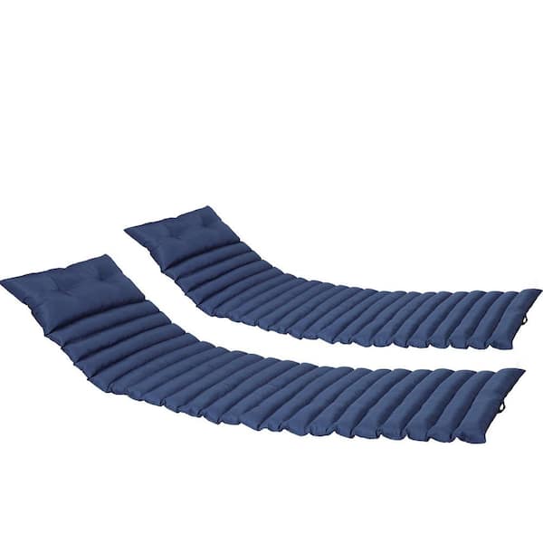 Angel Sar 2-Piece 72.83 in. L x 23.62 in. W x 2.56 in. H Replacement Outdoor Chaise Lounge Cushion in Navy Blue