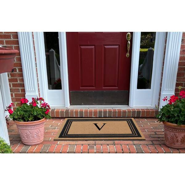 A1HC Natural Coir Monogrammed Picture Frame Door Mat for Front Door,  Anti-shed Treated Durable Doormat for Outdoor Entrance, 24x39 