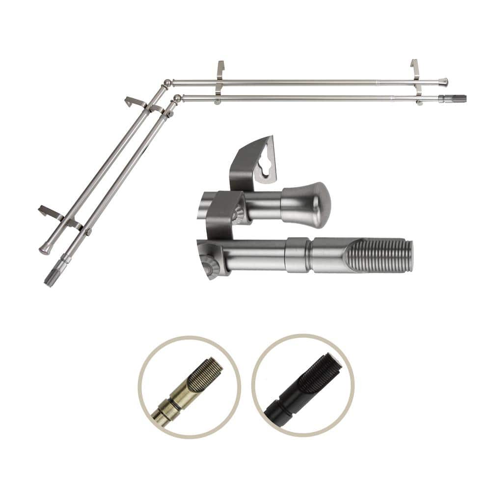 48 in. - 84 in. Adjustable 3/4 in. Double Corner Window Curtain Rod in Sati