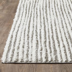 Vemoa Altomarze Gray 9 ft. 10 in. x 12 ft. 10 in. Stripe Polyester Area Rug