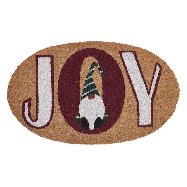 VCNY Home Joy Gnome Multicolor 18 in. x 30 in. Coir Christmas Outdoor Doormat
