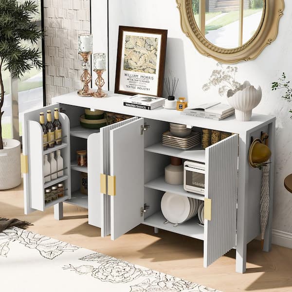 Harper & Bright Designs White Modern 57.5 in. MDF Buffet Sideboard