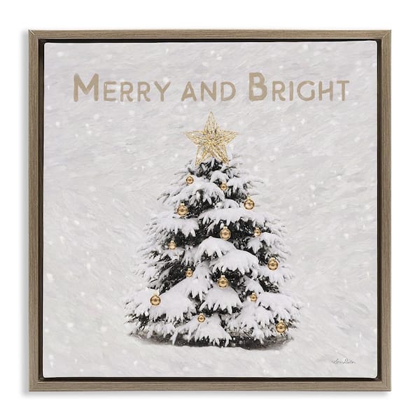 Stupell Industries Merry and Bright Scene by Lori Deiter 1-Piece Floater Frame Graphic Print Typography Poster Art Print 25 in. x 25 in.