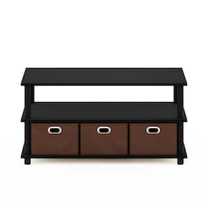 Frans 32 in. Black/Oak Medium Rectangle Particle Board Coffee Table with Drawer Bins