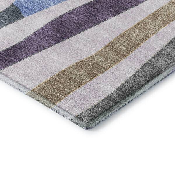 Mayfield Premium Machine Washable Abstract AMF2188 Lavender 8 ft. x 8 ft. Round Rug