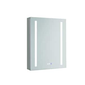 20 in. W x 26 in. H Frameless Clear Recessed/Surface Mount Medicine Cabinet with Mirror and LED Light, Left Open Door
