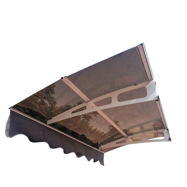 Unbranded 59 in. W x 34 in. D UPF80 plus Outdoor Door Window Awning with Removable Valance for Masonry Concrete Wall (Brown Roof)
