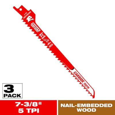 7-3/8 in. 5 TPI Demo Demon Carbide Teeth Reciprocating Saw Blade for Rough-In/Scrolling