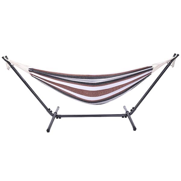 Karl home 103 in. Hammock Bed with Stand in Coffee Color