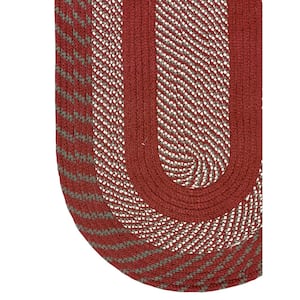 Newport Braid Collection Barn Red 22" x 40" Oval 100% Polypropylene Reversible Area Rug