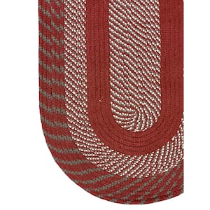 Newport Braid Collection Barn Red 30" x 50" Oval 100% Polypropylene Reversible Area Rug