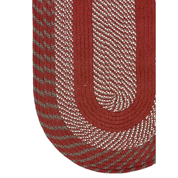 Newport Braid Collection Barn Red 20" x 48" x 48" L-Shape 100% Polypropylene Reversible Area Rug