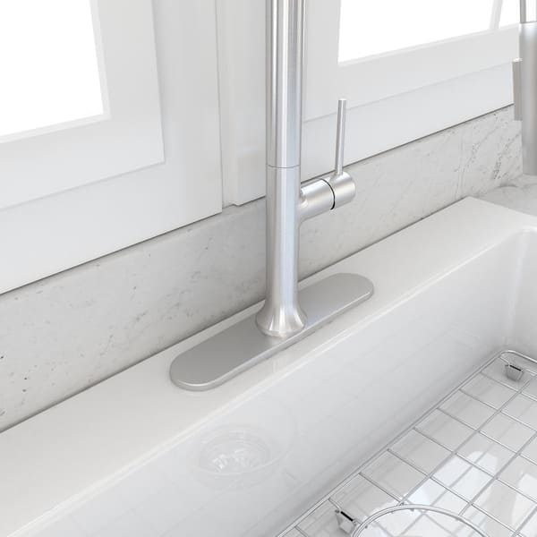 Modern 10 in. x 2.25 in. Kitchen Faucet Deck Plate in Stainless Steel