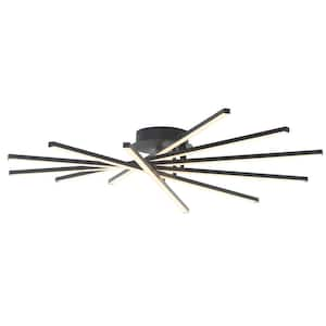 Sputnik 44 in. 6-Light Black Dimmable LED Semi-Flush Mount for Living Dining Room