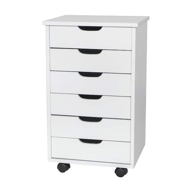 Outopee White Color 6-Drawers Mobile File Cabinet 941228126502
