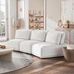 Fairwind 111 in. Armless Chenille Curved Modular Extendable Back Sofa in White