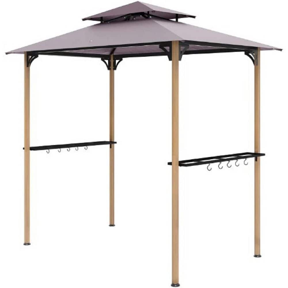 5 ft. x 8 ft. Metal Outdoor Grill Gazebo, Grill Gazebo Shelter Double Tiered Barbecue with Side Shelves and Hooks, Brown price history on PriceWatchPro