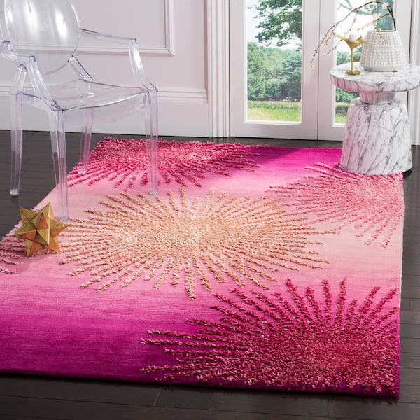 SAFAVIEH Soho 2 ft. x 3 ft. Pink Distressed Starburst Area Rug SOH712N ...