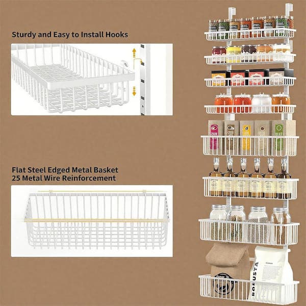 Lynzavix 8-Shelves White Over the Door Hanging Pantry Organizer