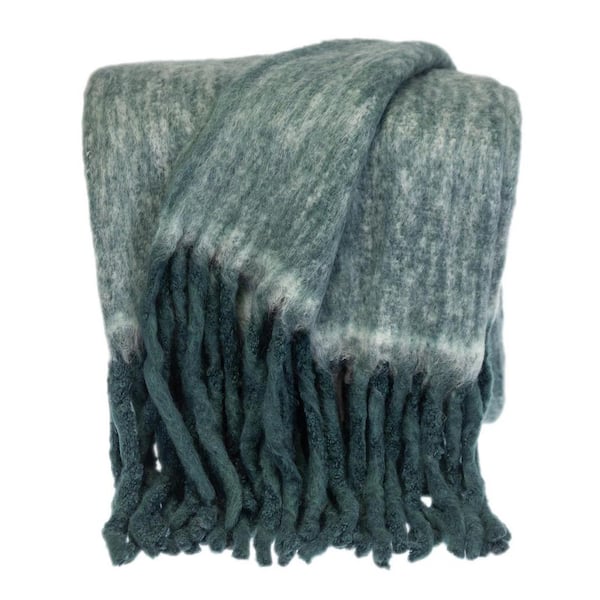 PARKLAND COLLECTION Nagar Transitional Green 52 in. x 67 in. Woven Handloom Throw Blanket