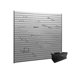 71.75 in. H x 80 in. W PVC Slat Wall Panel Set in Silver with 40-Piece Accessory Kit (40 sq. ft.)