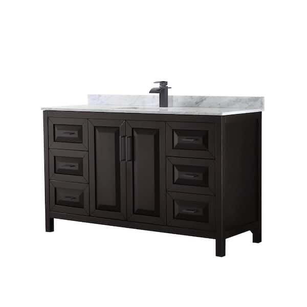 Wyndham Collection Daria 60 in. W x 22 in. D x 35.75 in. H Single Bath Vanity in Dark Espresso with White Carrara Marble Top