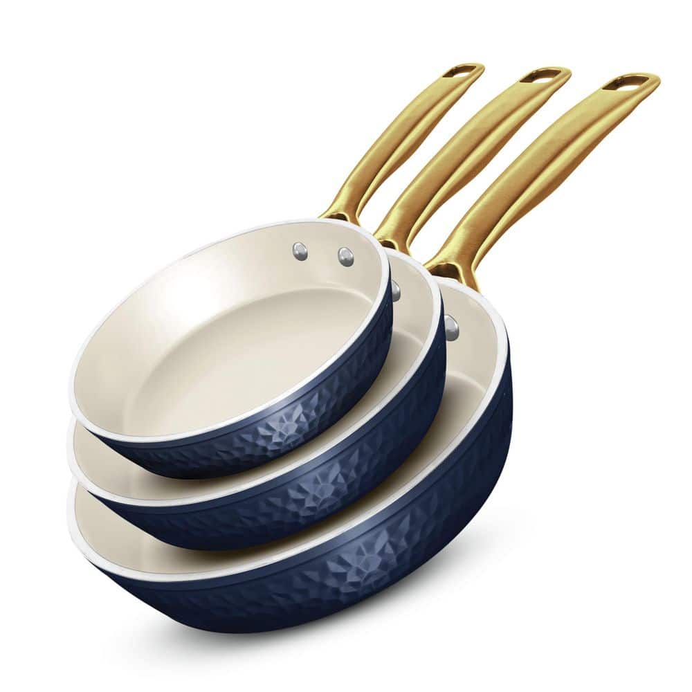 PRO Hammered Collection 3-Piece Ceramic Nonstick Fry Pan Set, Navy price history on PriceWatchPro