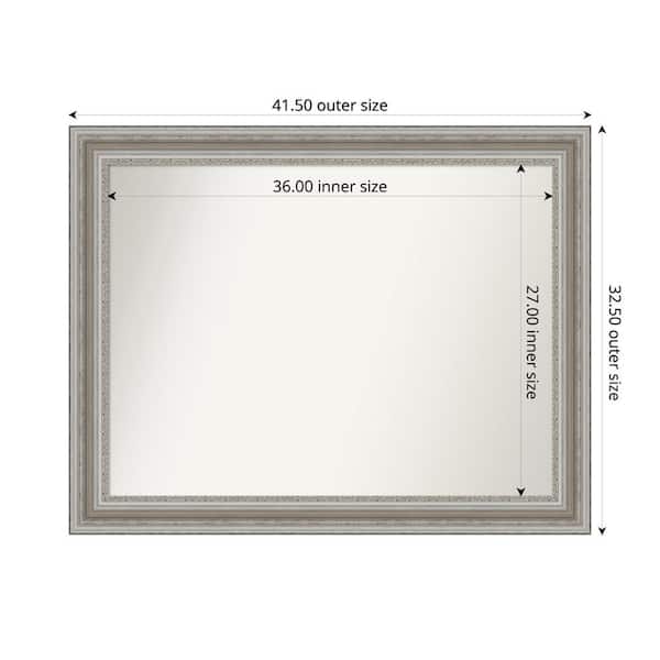 Amanti Art Parlor Silver 41.5 in. x 32.5 in. Custom Non-Beveled Recycled Polystyrene Framed Bathroom Vanity Wall Mirror