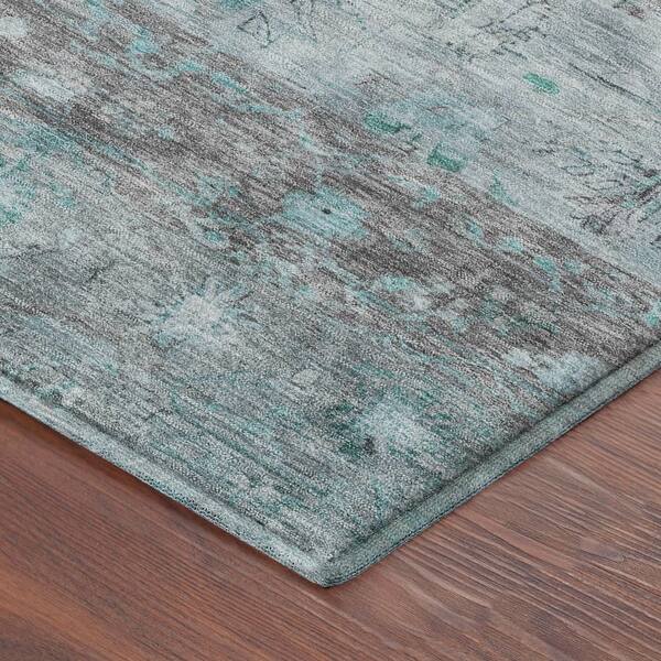 Mayfield Premium Machine Washable Abstract AMF2323 Teal 9 ft. x 12 ft. Area Rug