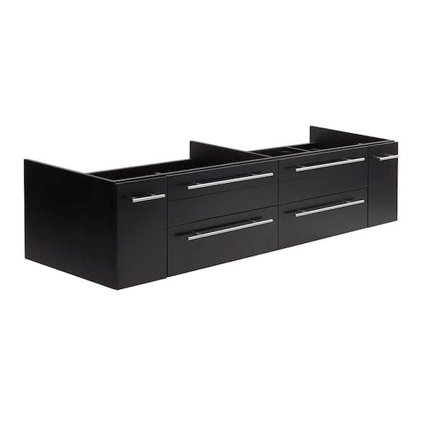 Fresca Lucera 72 in. Wall Mount Floating Double Bath Vanity Cabinet without Top in Espresso - Undermount Sink Compatible