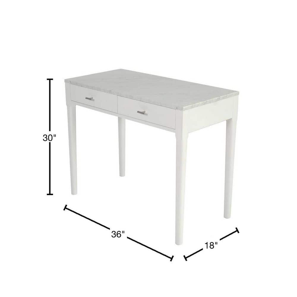 Sleek Carrara Marble & Wood Console Table with Storage - 36"