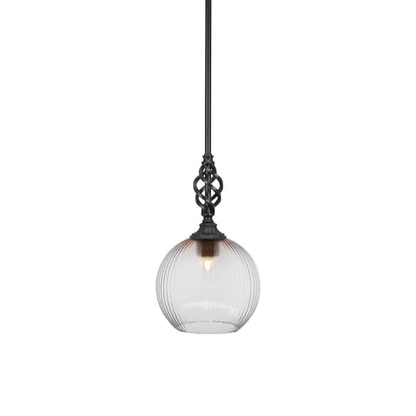 Unbranded Bridgewater 100 W 1-Light Matte Black Standard Mini Pendant Light with Glass Shade