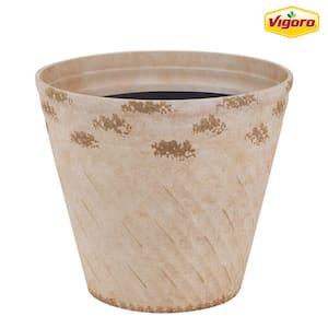 15 in. Paisley Large Ivory Resin Swirl Planter (15 in. D x 13 in. H) with Drainage Hole