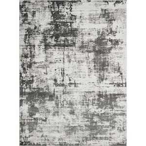 Rhane Vearali Gray 7 ft. 10 in. x 9 ft. 10 in. Abstract Polypropylene Area Rug