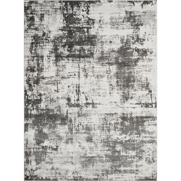 LOOMAKNOTI Rhane Vearali Gray 7 ft. 10 in. x 9 ft. 10 in. Abstract Polypropylene Area Rug