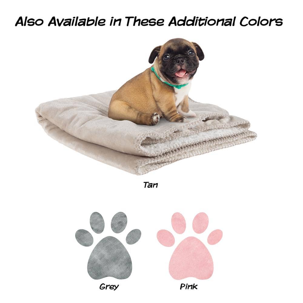 Tan Reversible Sherpa Fleece Waterproof Dog Blanket 30x40 Inch